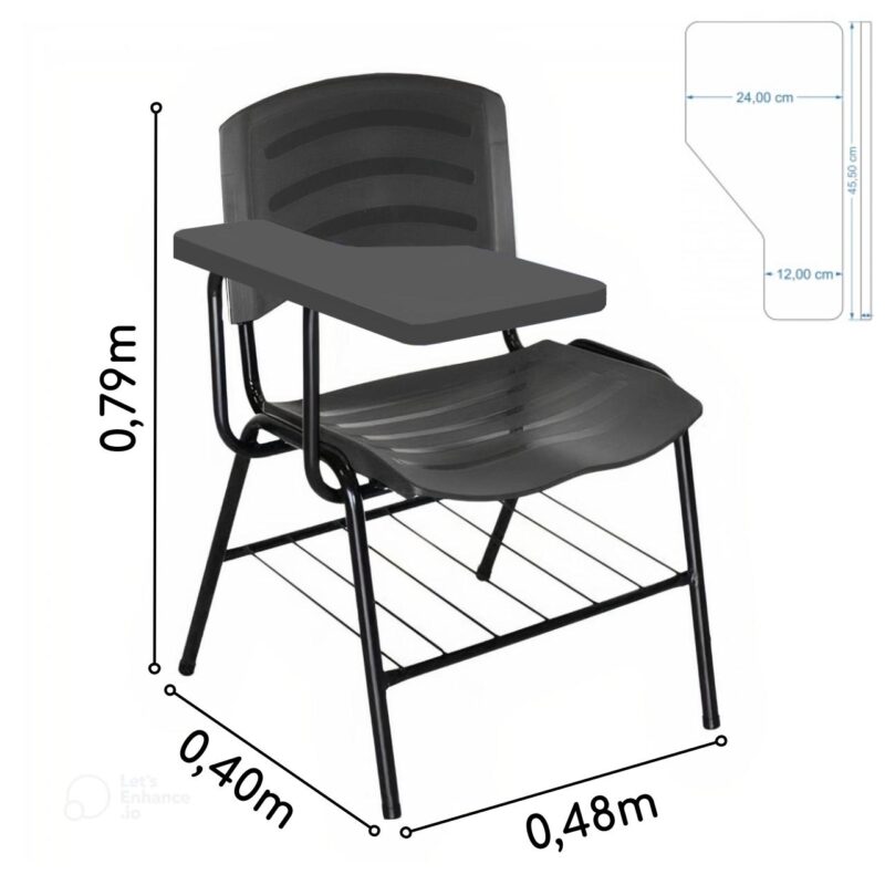 Cadeira Universitária Plástica Prancheta PLÁSTICA – COR PRETO 34020 Magazine Office 5