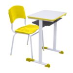 Kit Escolar Individual AMARELO – (Mesa e Cadeira) – ADULTO – MADEIRA – COR AMARELO – 40098 Magazine Office 6