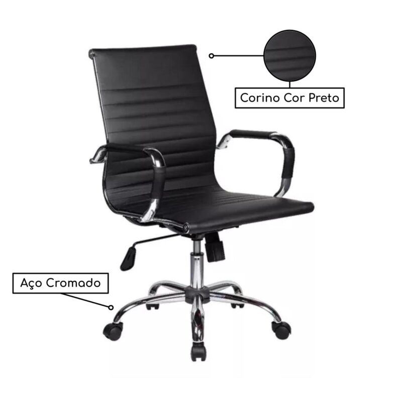 Cadeira DIRETOR Charles Eames Esteirinha – PRETO – PMD – 32887 Magazine Office 3