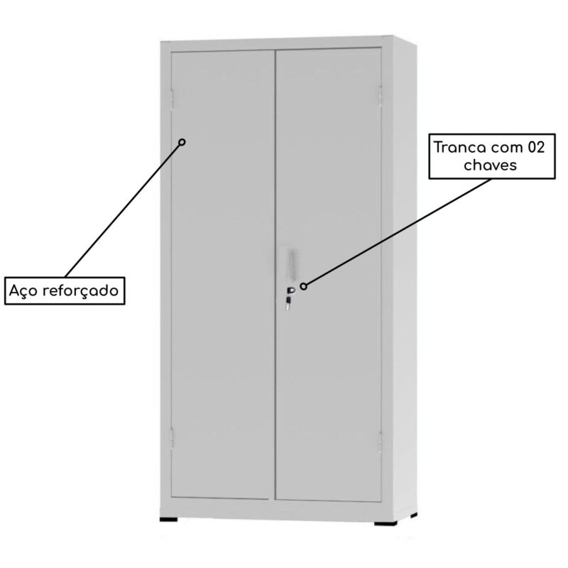 Armário de Aço c/ 02 portas – PA 75 – 1,66×0,75×0,32m – CHAPA # 26 – NOBRE – 12121 Magazine Office 4